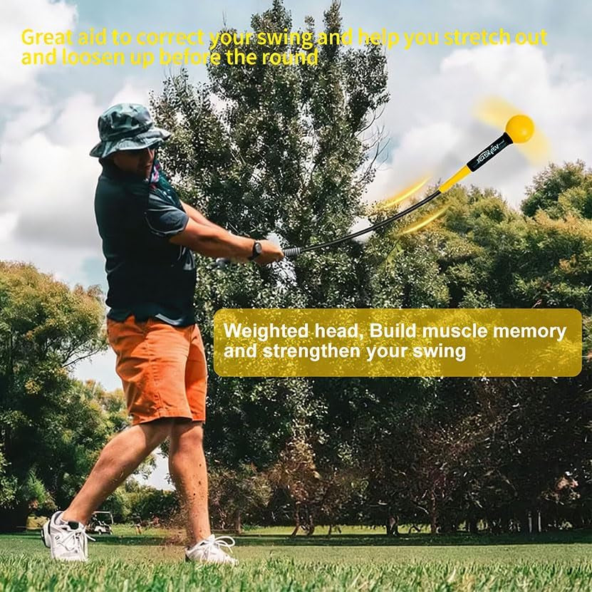 Golf Swing Trainer Aid - Golf Training Aid with Golf Grip Trainer Golf Training Equipment Power Flex Golf Swing Training Aid for Strength,Balance, and Tempo Golf Swing Speed Trainer