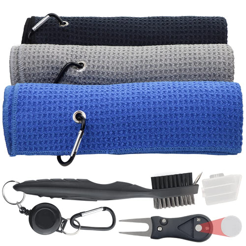 5-in-1 golf cleaning and accessory kit with towels and brush