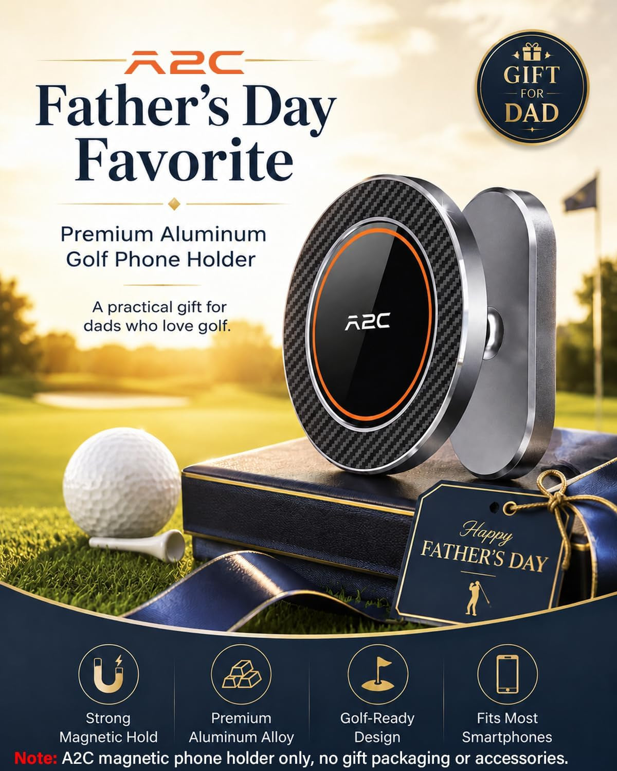 Alloy Magnetic Golf Cart Phone Holder for Magsafe Iphone, Unique Golf Gifts for Men Golfers Dad Father, Gift for Him Husband, Accessories Essentials Gadgets Fits EZGO, Club Car, Yamaha