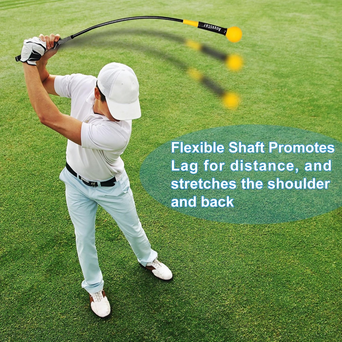 Golf Swing Trainer Aid - Golf Training Aid with Golf Grip Trainer Golf Training Equipment Power Flex Golf Swing Training Aid for Strength,Balance, and Tempo Golf Swing Speed Trainer