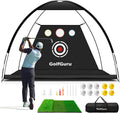 Golf Net, 10X7Ft All in 1 Golf Practice Net with XL Tri-Turf Golf Mat, Impact Target, 10 Golf Balls, 7 Golf Tees, 2 Rubber Golf Tees, Carry Bag, Golf Net for Backyard Driving Chipping Indoor