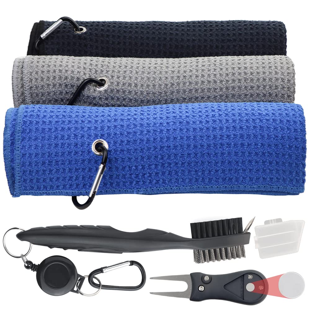 Golf Essentials Combo: Towels, Club Cleaner & Divot Tool
